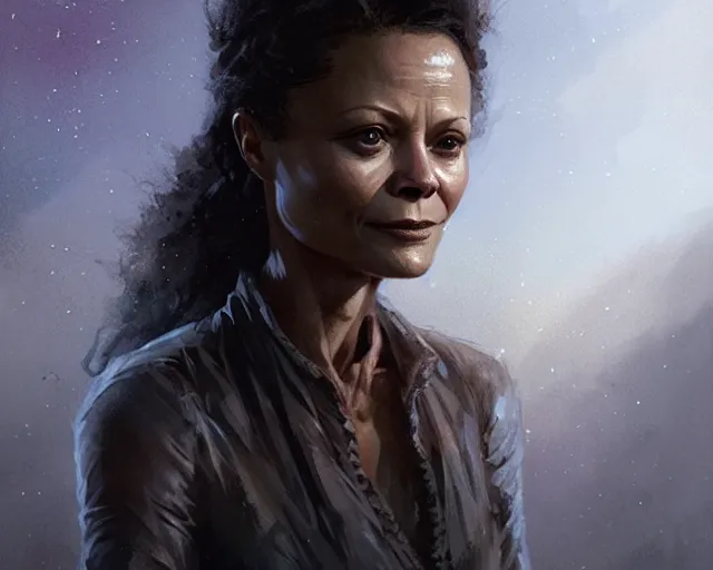 Image similar to highly detailed portrait of thandie newton in the walking dead, stephen bliss, unreal engine, fantasy art by greg rutkowski, loish, rhads, ferdinand knab, makoto shinkai and lois van baarle, ilya kuvshinov, rossdraws, tom bagshaw, global illumination, radiant light, detailed and intricate environment