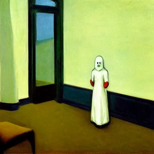 Image similar to painting of a ghost in a living room by Edward hopper