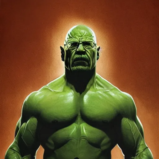 Image similar to the hulk starring as walter white in breaking bad. full body. oil on canvas. intricate. 8 k. highly professionally detailed. hdr. cgsociety