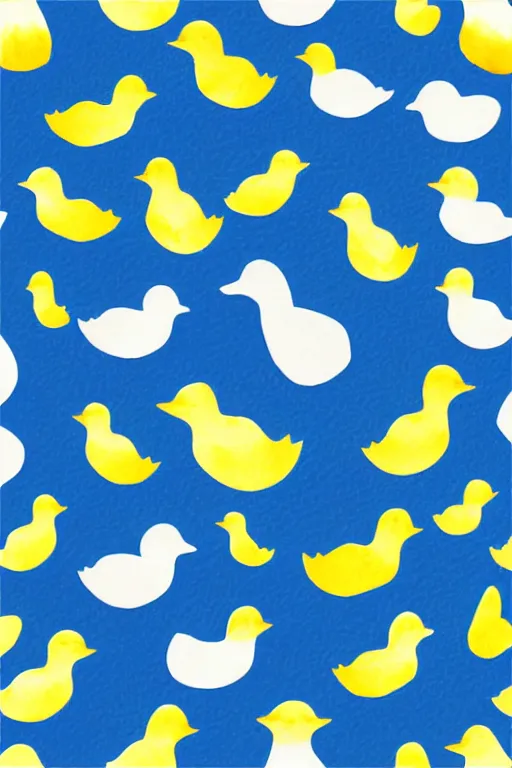 Prompt: minimalist watercolor art of cute rubber ducks on white background, illustration, vector art