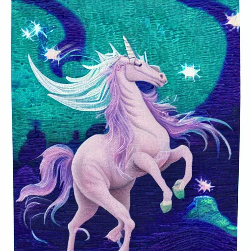 Image similar to spectral feminine liquidity crystalliunicorn acrytapestry avatar