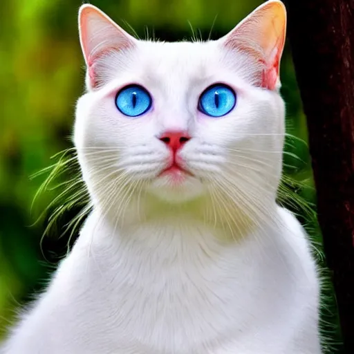 Image similar to White Cat with ethereal blue eyes