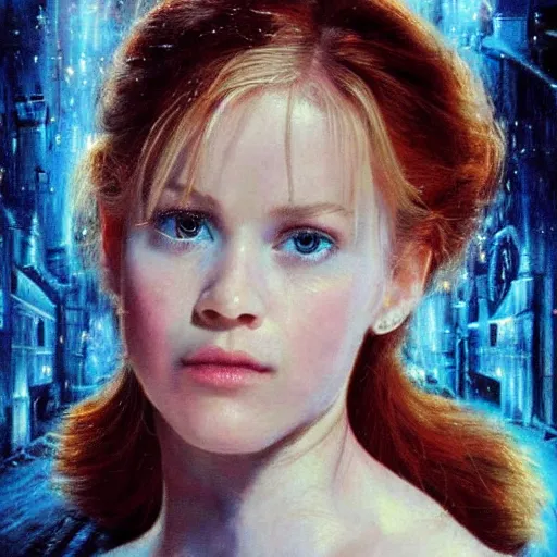 Prompt: realistic portrait charming beautiful painting from Cinderella film scene, when Cinderella become Terminator T1000. Horror, created by Raffaello Sanzi.