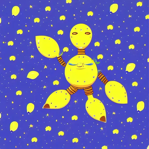 Image similar to a god of lemons in space, digital art