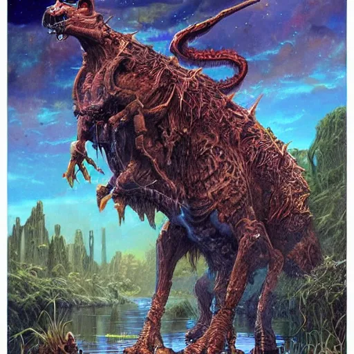 Image similar to beasts from the stars in the swamp, Darrell K Sweet, artstation, concept art, digital art
