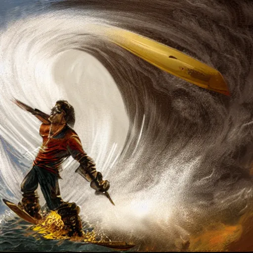 Prompt: A portrait of BWFBob fighting the evil Giant Waves plugin manufacturer