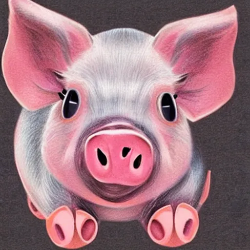 Image similar to face of cutest pig in the world. Artistic. Concept art. Drawing. High details. Cute.