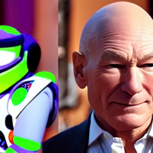 Image similar to patrick stewart as the real buzz lightyear