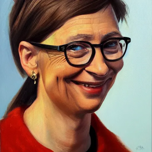 Prompt: Girl with an earring, Bill Gates, oil portrait