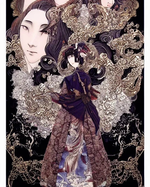 Image similar to otoyomegatari, baroque style, elegant, beautiful, mesmerizing, concept art, fancy clothing, highly detailed, artstation, behance, deviantart, inspired by innocent manga, inspired by castlevania concept art, trending, ayami kojima, shinichi sakamoto, kaoru mori