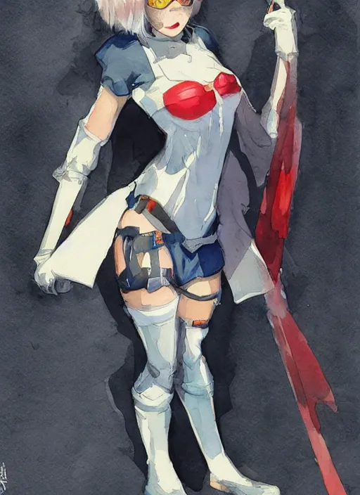 Image similar to concept art of comiket cosplay, pinterest, artstation trending, behance, watercolor, by coby whitmore, silver, laser light,