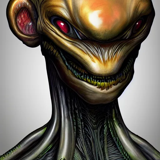 Prompt: close-up portrait of a new alien monster, creative design, realistic detailed painting, trending on deviantart