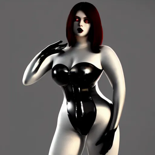 Prompt: a curvy feminine young hot pale goth cutie wearing an elegant elaborate tight silver-red latex-nylon-leather outfit, cgsociety, photorealistic, sublime-hyperadvanced-comforting-otherworldly ambience, 16k, smooth, sharp focus, trending on ArtStation, volumetric lighting, thick hips-breasts and thin waist, fully clothed