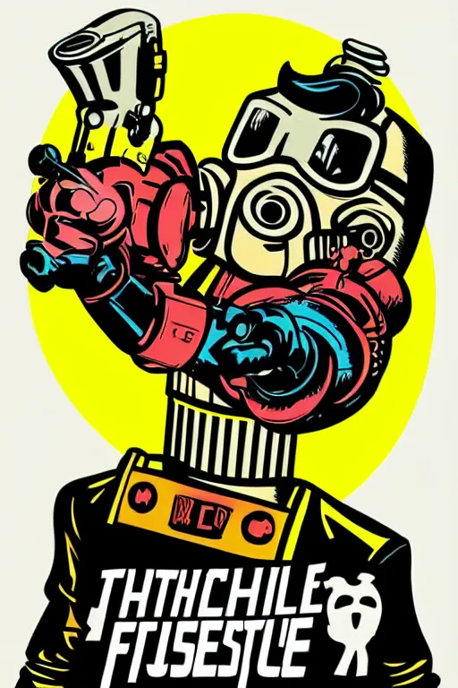 Image similar to fallout 7 6 retro futurist illustration art by butcher billy, sticker, colorful, illustration, highly detailed, simple, smooth and clean vector curves, no jagged lines, vector art, smooth andy warhol style