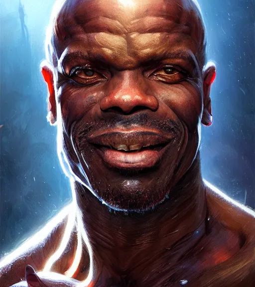 Image similar to Highly detailed portrait of ronnie Coleman, Stephen Bliss, unreal engine, fantasy art by Greg Rutkowski, Loish, Rhads, ferdinand knab, Makoto Shinkai and Lois van baarle, ilya kuvshinov, rossdraws, Tom Bagshaw, global illumination, radiant light, detailed and intricate environment