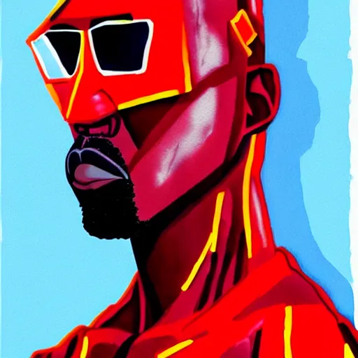 Prompt: a full body drawing of Kanye West in the style of Neon Genesis Evangelion, watercolor, animation, concept art