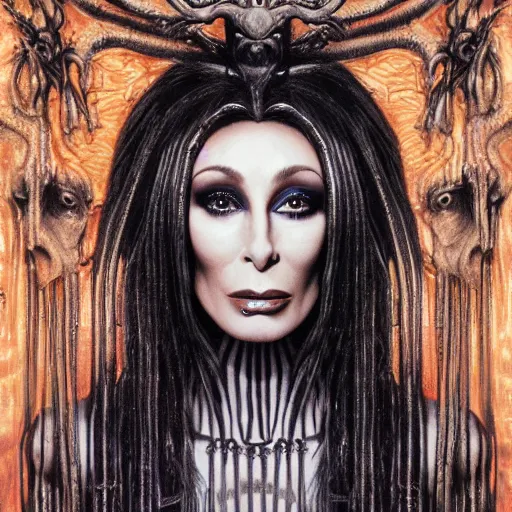 Image similar to Cher by H R Giger