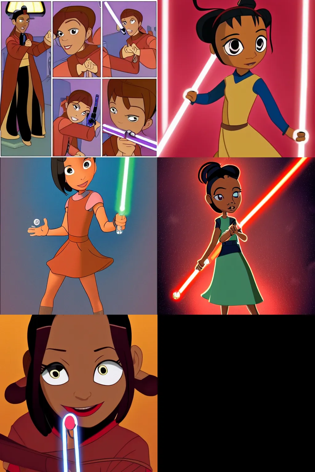 Prompt: penny proud with a lightsaber