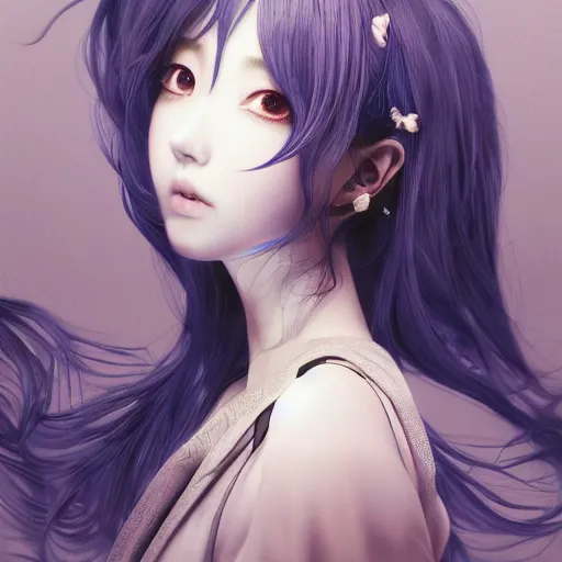 Image similar to the portrait of a blueberry that resembles an absurdly beautiful, graceful, elegant, sophisticated anime kpop idol, an ultrafine hyperdetailed illustration by kim jung gi, irakli nadar, intricate linework, bright colors, octopath traveler, final fantasy, unreal engine 5 highly rendered, global illumination, radiant light, detailed and intricate environment