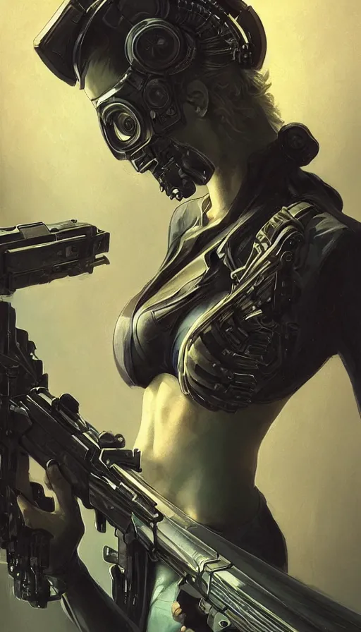 Image similar to I have no mouth and i want to scream, cyberpunk angry gorgeous gunslinger, alterd carbon, William Gibson, neon, fibonacci, sweat drops, insane, intricate, highly detailed, digital painting, artstation, concept art, smooth, sharp focus, illustration, Unreal Engine 5, 8K, art by artgerm and greg rutkowski and alphonse mucha