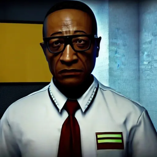 Image similar to A screenshot of Gustavo Fring in Rainbox six siege, 4k, highly detailed