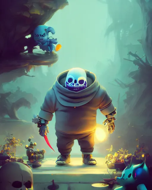 of sans undertale, fanart, complex and dramatic, Stable Diffusion