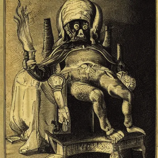 Image similar to dead alchemical old king boiling into mush