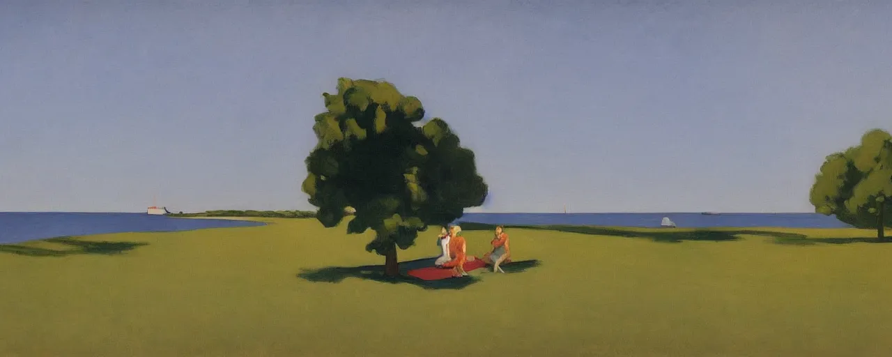 Prompt: an edward hopper style painting of ( ( ( ( ( ( ( ( balatonfured, a resort town in veszprem county, in hungary ) ) ) ) ) ) ) ), summer, july of 1 9 4 8