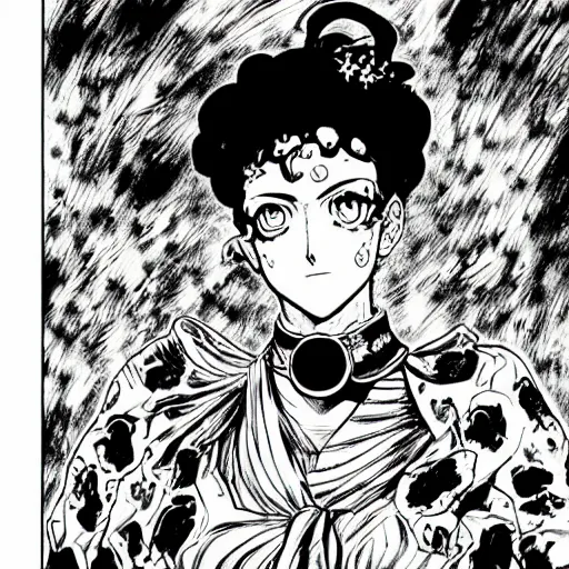 Image similar to a jojo's bizarre adventure manga artstyle drawing : Marie the mother of Jesus by hirohiko araki shonen jump