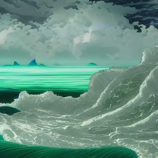 A Huge Tidal Wave of clear green resin and foam, | Stable Diffusion ...