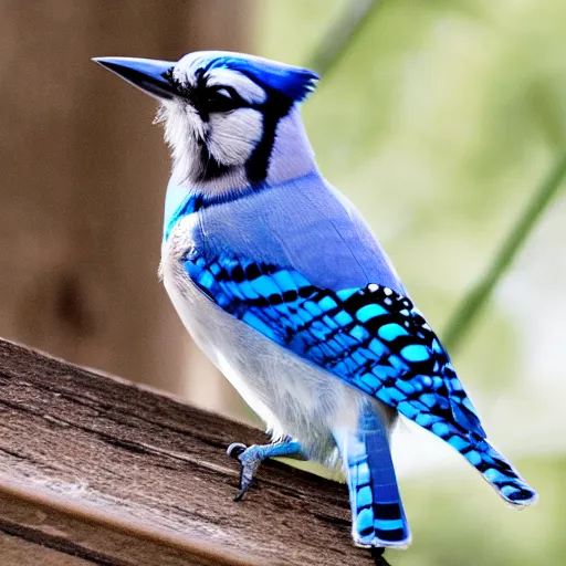 Image similar to photograph of a bluejay staring directly into the camera