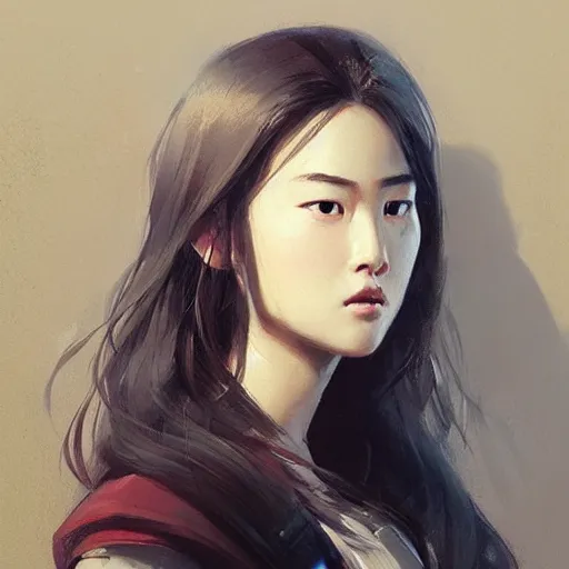 Image similar to “ portrait of liu yifei by greg rutkowski, young, attractive, highly detailed portrait, scifi, digital painting, artstation, concept art, smooth, sharp foccus ilustration, artstation hq ”