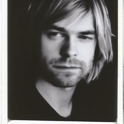 Image similar to a polaroid of kurt cobain