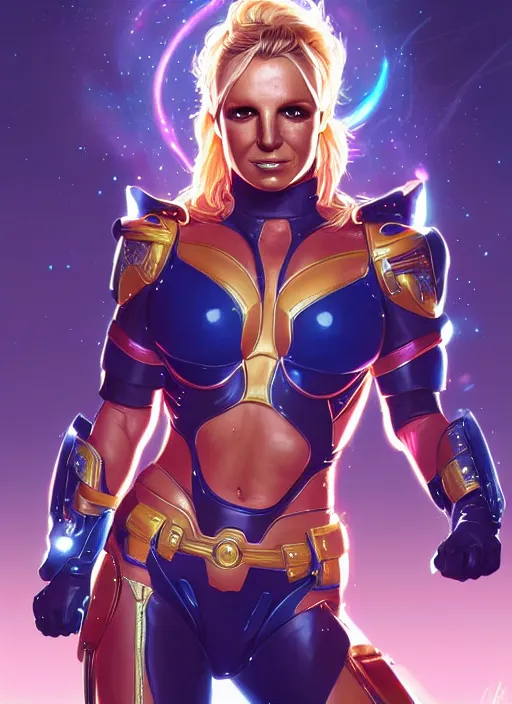 Prompt: britney spears as nova corps, intricate, elegant, glowing lights, highly detailed, digital painting, artstation, glamor pose, concept art, smooth, sharp focus, illustration, art by artgerm and greg rutkowski, artey freytag