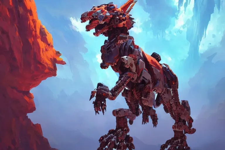 Image similar to fireclaw machine mecha animal beast robot of horizon forbidden west horizon zero dawn bioluminiscence, behance hd by jesper ejsing, by rhads, makoto shinkai and lois van baarle, ilya kuvshinov, rossdraws global illumination