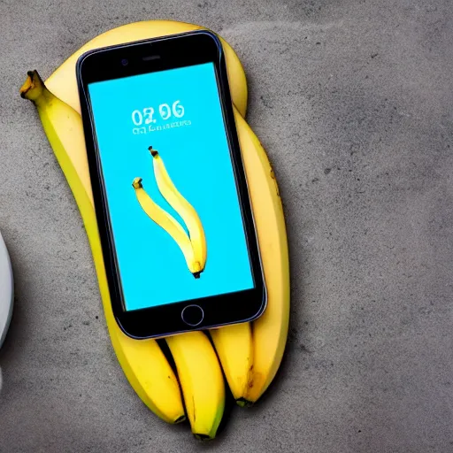 Image similar to a new cell phone the shape of banana with ios 1 6