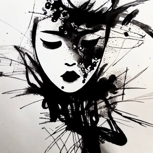 Prompt: ink art by xu wei