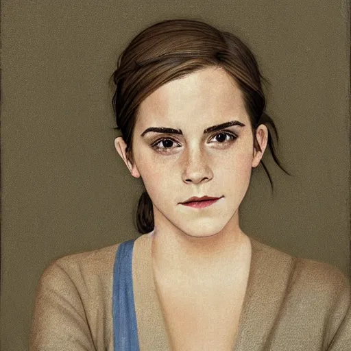 Image similar to emma watson by by Hasui Kawase by Richard Schmid