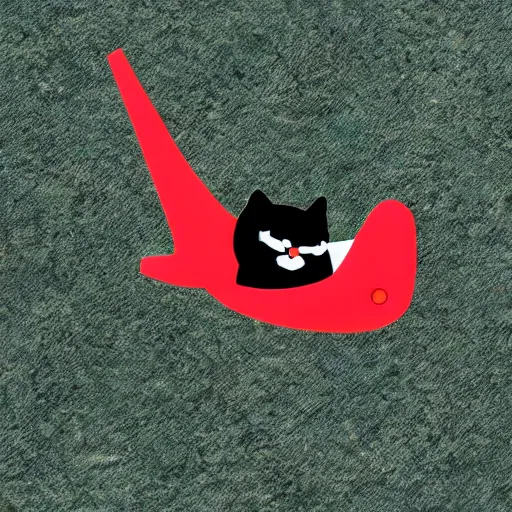 Image similar to fat cat flying in a tiny red plane