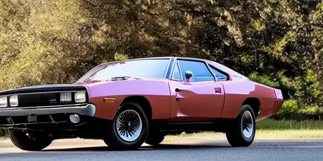 Image similar to a single 1 9 6 9 dodge charger and delorean hybrid, dslr