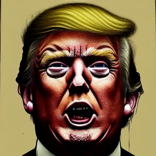 Image similar to portrait donald trump as a zombie looking down, 7 days to die zombie, fine art, award winning, subtle earthy tones, intricate, elegant, sharp focus, cinematic lighting, digital painting, 8 k concept art, by michael hussar and greg manchess and brom and z. w. gu, 8 k