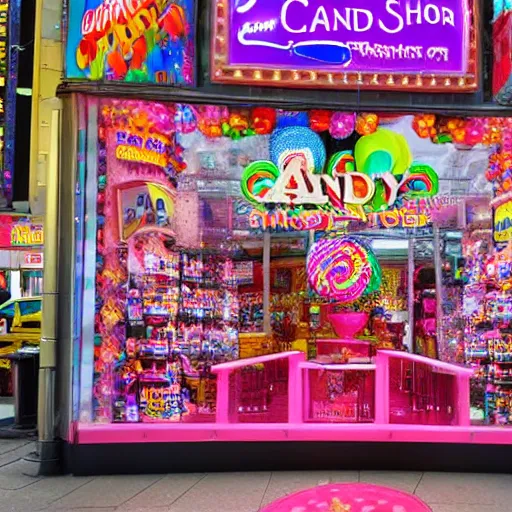 Image similar to a big candyland shop in times square