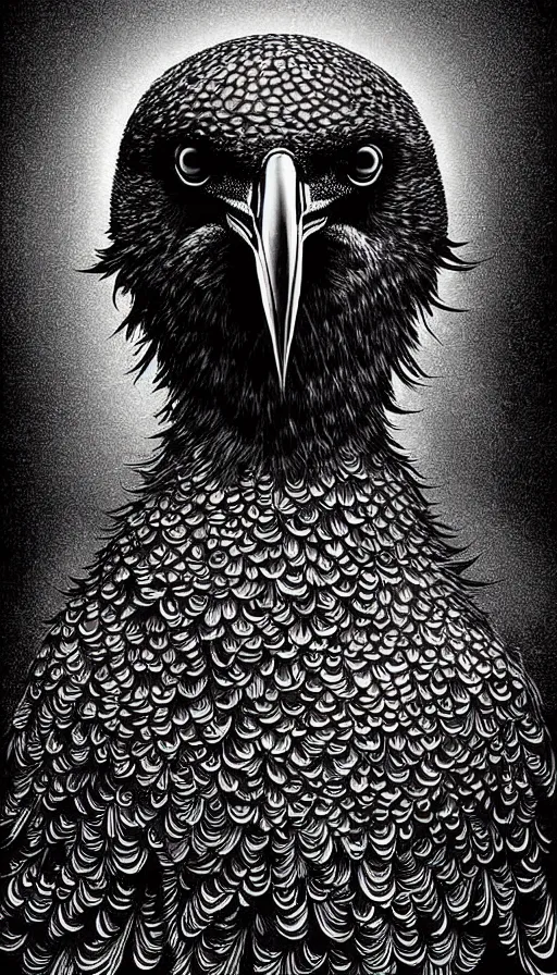 Prompt: epic professional digital art of raven bird that is a human by dan hillier and julia deville