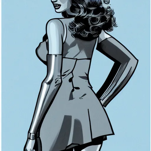 Prompt: illustration, full body portrait of gal gadot in the style of bill medcalf, retro, 1 9 5 0, 4 k, detailed