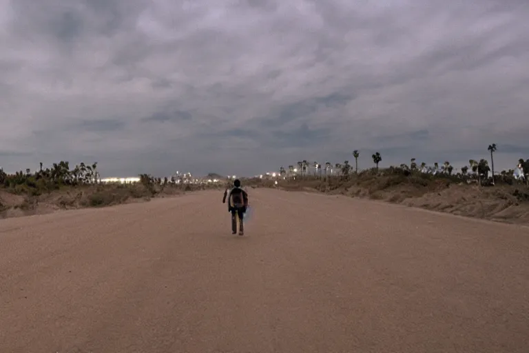 Image similar to cinematography of alien invasion in Santa Monica By Emmanuel Lubezki