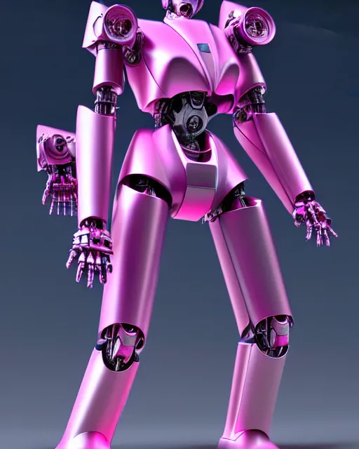 Prompt: hyperrealistic 3d render mecha iridescent pink concept art vray ute osterwald de chirico sharp cinematic very moody light 8k low angle shallow depth of field