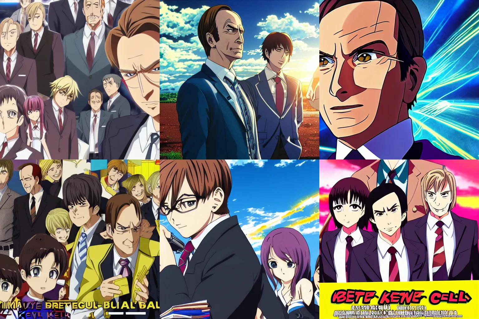 Image similar to anime key visual of better call saul, hd, close up