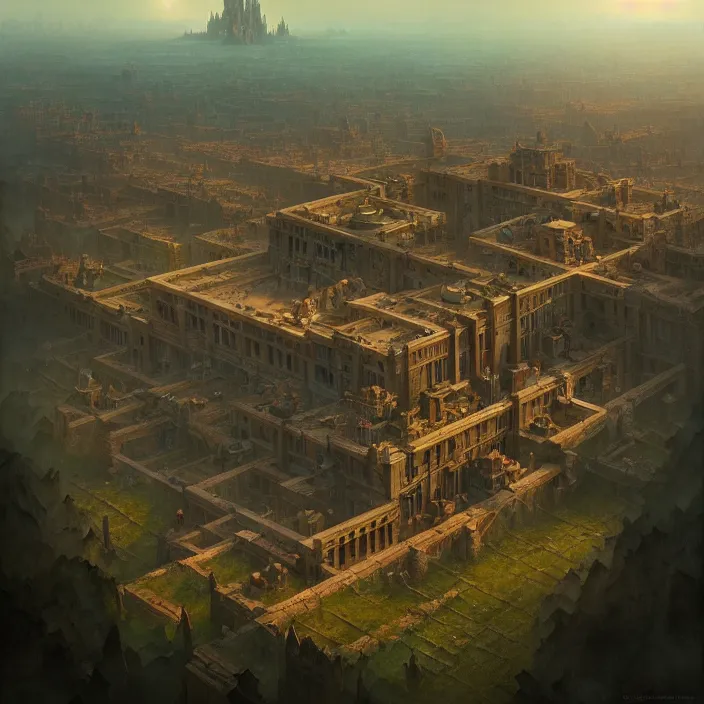 Prompt: matte painting by marc simonetti, jonathan solter, greg rutkowski of an open field, masterpiece, cinematic, hyperdetailed, photorealistic, hyperrealism, architecture, aerial view,