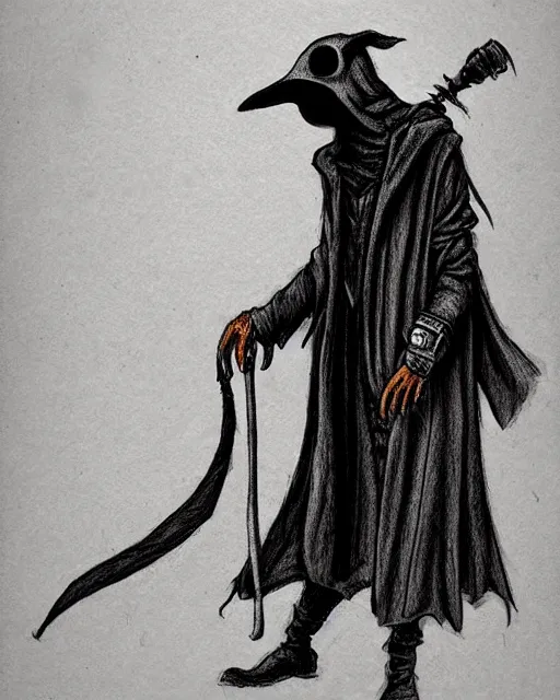 Prompt: a plague Doctor, concept art, ambient lifting, trending on artstation, deviantart, pen and ink