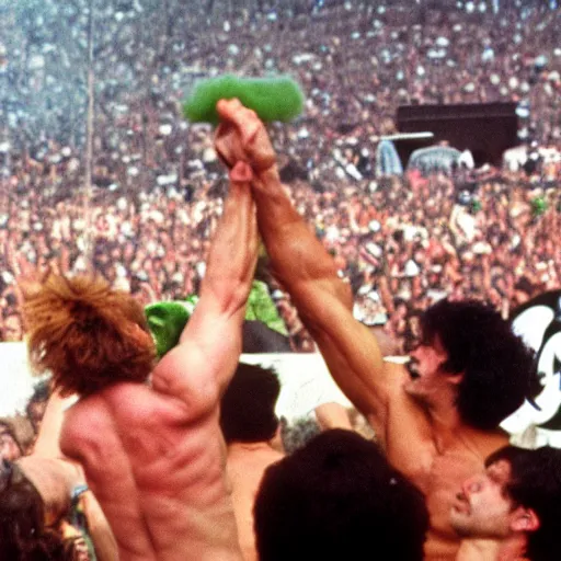 Image similar to hulk performing at woodstock